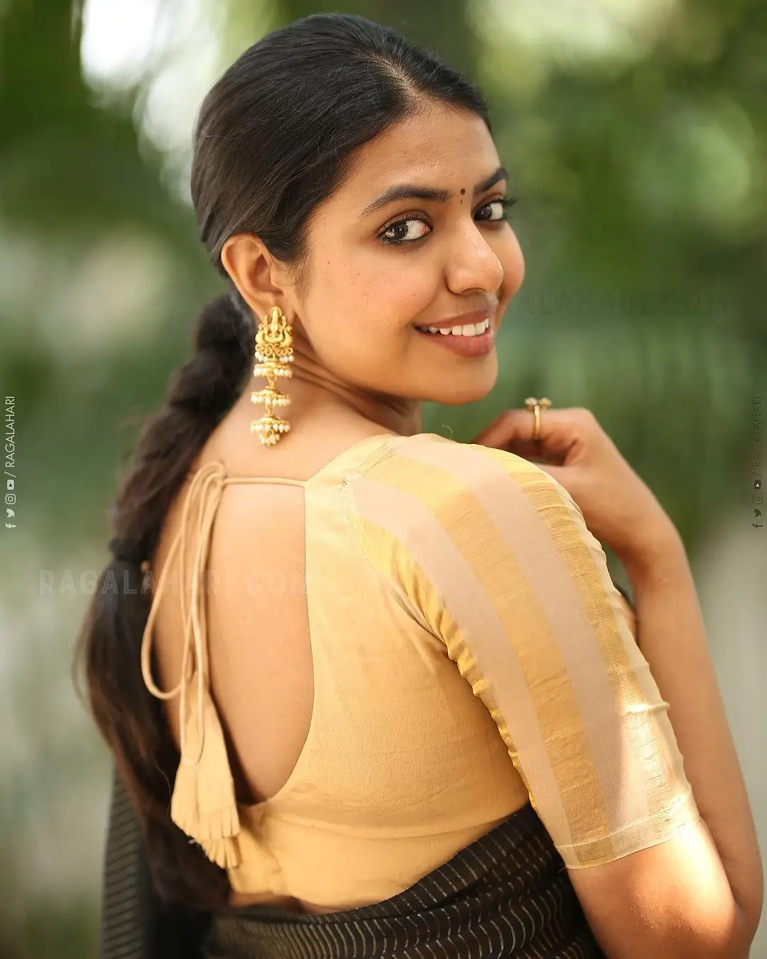 Actress Shivani Rajashekar in Black Saree Yellow Blouse